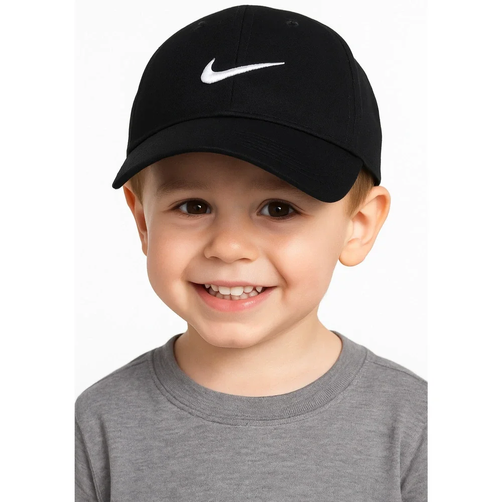 Nike Club Cap Kids Toddler Swoosh Adjustable Hat Black White 2-4T New